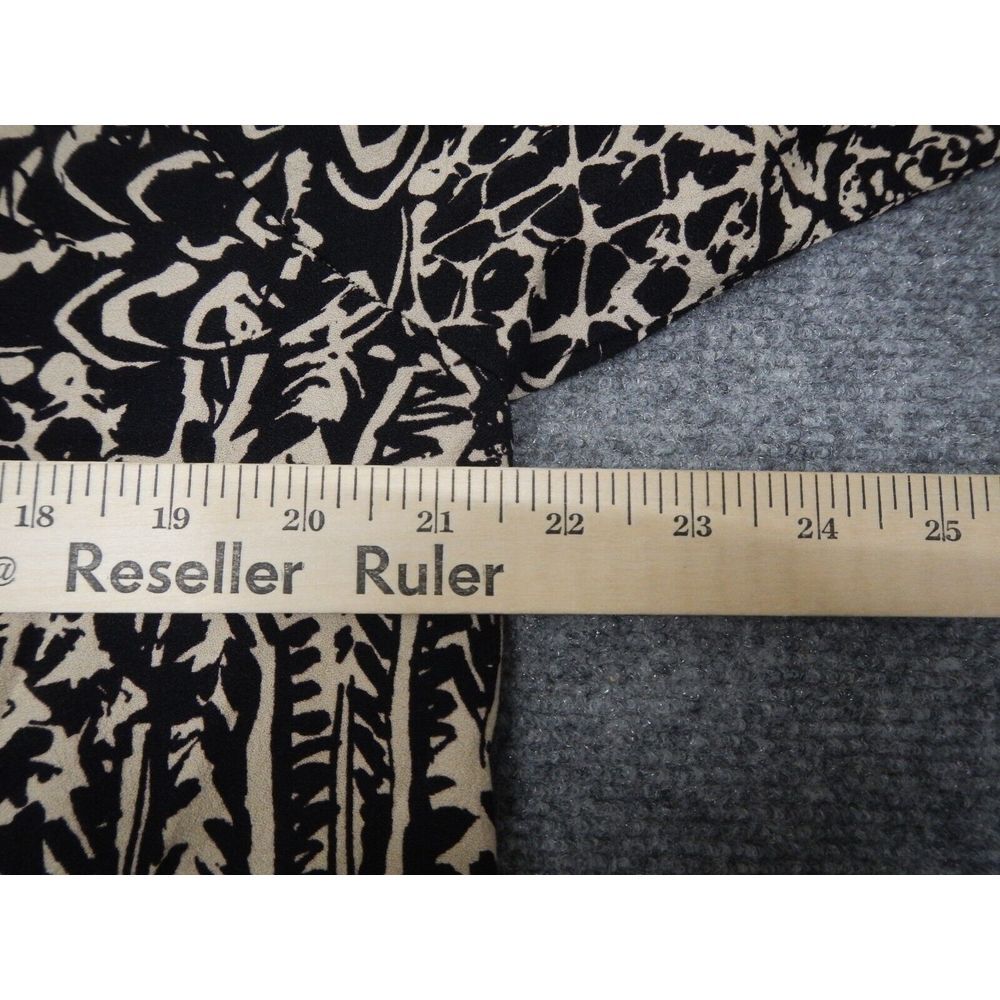 CJ Banks Blouse Shirt Womens Plus 1X Brown Beige Geometric Print Long Sleeve Top - Picture 8 of 9